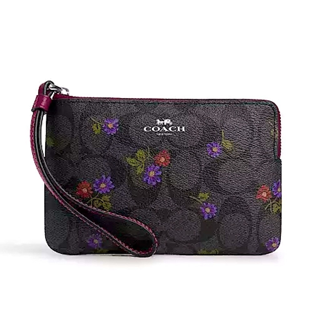 COACH Corner Zip Wristlet Wallet Signature Canvas Country Floral Print CM867 NWT - Picture 2 of 7